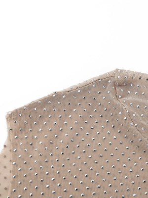 Crew Neck Hot Diamond Fine Flash Long Sleeve T-shirts