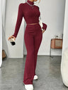 Mock Neck Slim Fit Knitted Two-Piece Set