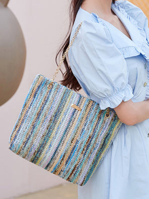Colorful Straw Tote Bag For Vacation