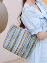 Colorful Straw Tote Bag For Vacation