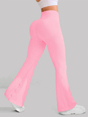 Paspelierte Schlaghose, hochgeschnittene Hüftlift-Fitness-Yogahose