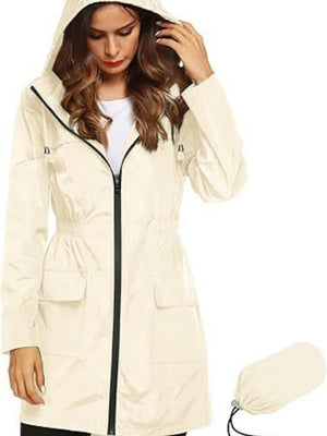 Hooded Pocket Water Proof Light Drawstring Windproof Raincoat Outdoor Windbreaker