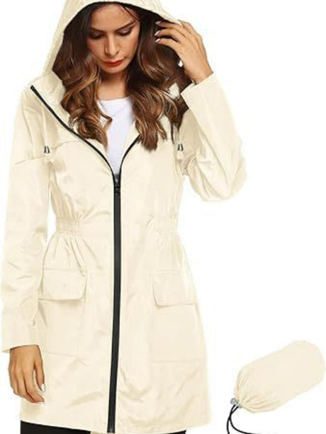 Hooded Pocket Water Proof Light Drawstring Windproof Raincoat Outdoor Windbreaker