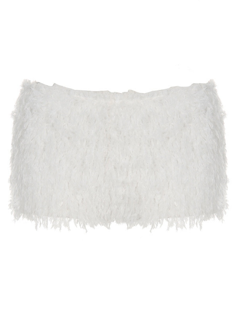 Weiße Mao Mao Shorts, warm und eng anliegend, mit niedrigem Bund