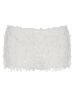 Weiße Mao Mao Shorts, warm und eng anliegend, mit niedrigem Bund