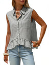 Stripes Sleeveless Shirts Loose-fit Commuting Tank Tops