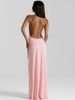 V-neck Halter Irregular Parties Maxi Dresses