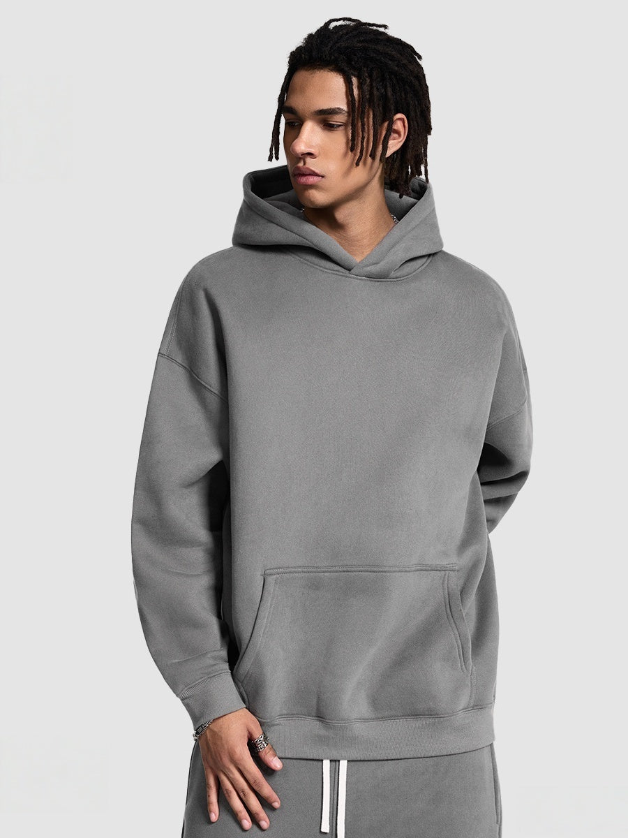 Solid Color All-match Plush Loose Hooded Hoodie Set