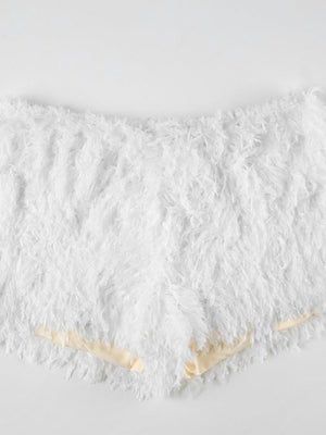 Weiße Mao Mao Shorts, warm und eng anliegend, mit niedrigem Bund