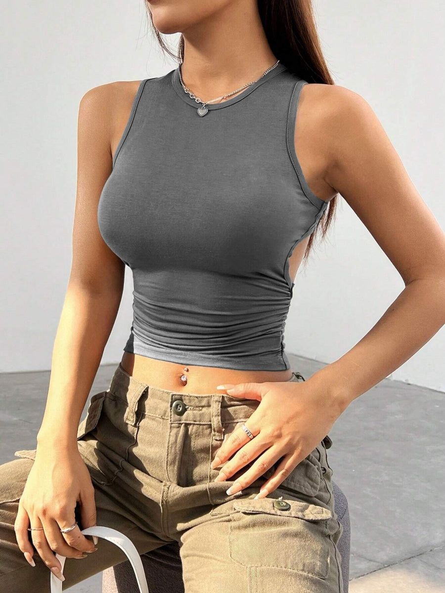 Tight-fitting Short Sleeveless Cutout Backless Tank Top