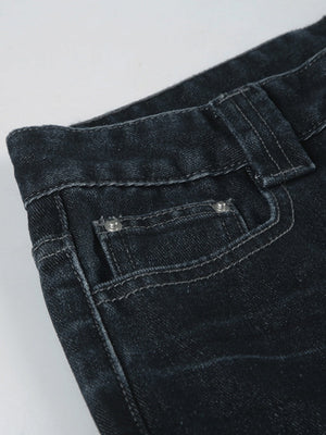 Zipper Wide Leg Mopping Jeans