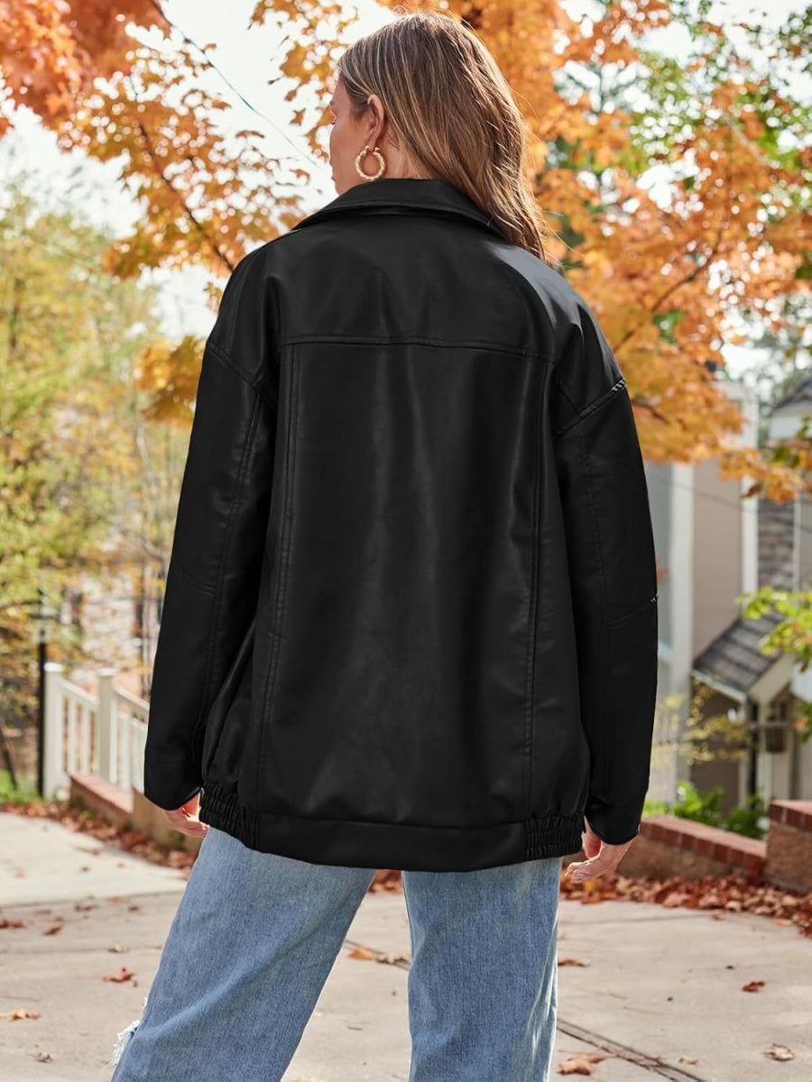 Loose Long Sleeve Leather Jacket Leather Jacket