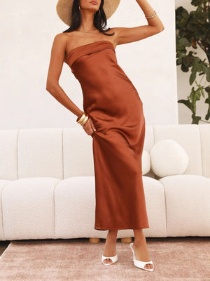Liber Summer Women's Backless Solid Color Maxi Dresses