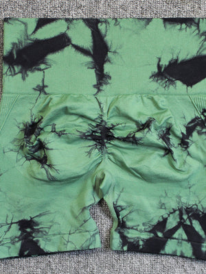Seamless Tie-dye High-waisted, Tummy-flattening, And Butt-lifting Yoga Shorts
