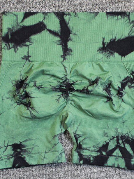 Seamless Tie-dye High-waisted, Tummy-flattening, And Butt-lifting Yoga Shorts