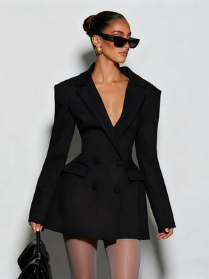 V-neck, Long Sleeves, Tulip-shaped Waist Blazers