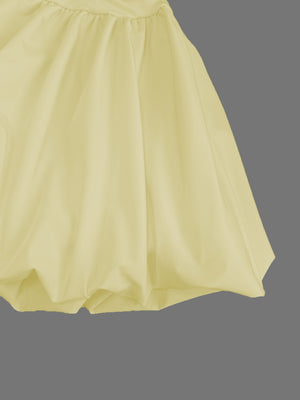 Simple Solid Color Short Dress With Pleats And Multi-layered Ruffles