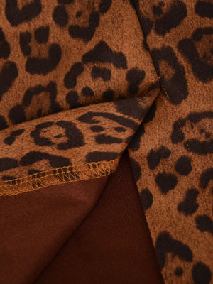 Leopard Suede Zipper High Waist Skirts
