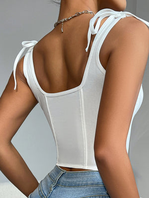 Lace Up Solid Color Camisoles