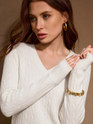Superfine Merino Wool Cashmere Silk V Pullover Sweater