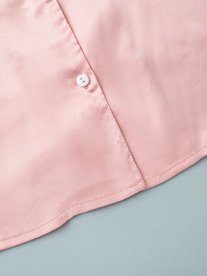 Feather Ice Silk Long-Sleeved Pants Pajama Set