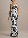 Milk Silk Printed Slim-fit Hip-hugging Maxi Dresses