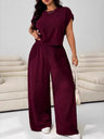 Loose-fit Simplicity Cropped T-shirt Wide-leg Trousers Set 2-piece Sets