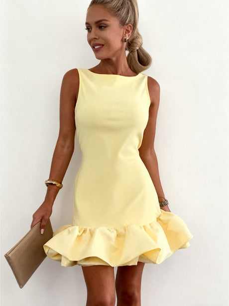 Wood Ear Splicing Flower Bud Skirt Mini&Short Dresses