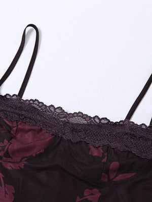 【SHIP AS USUAL】Suspenders Trim Hip-hugging Lace Maxi Dresses