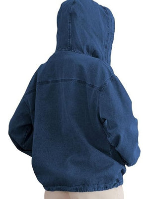 Button-up Pullover Denim Hoodie