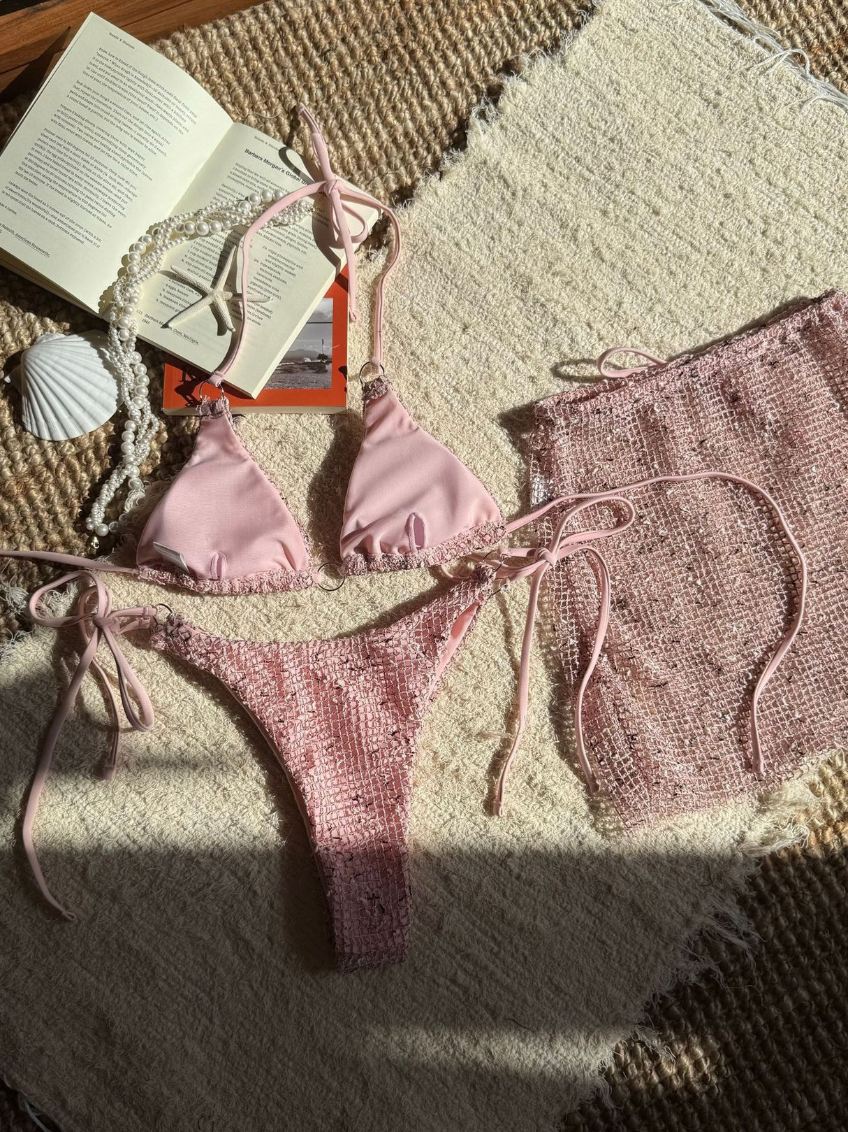 Mesh Sexy Strappy Swimsuit Bikini Three-Piece Set