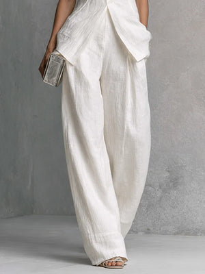 Flowy Casual Sleeveless Vest And Solid Color Trousers Two-piece Set