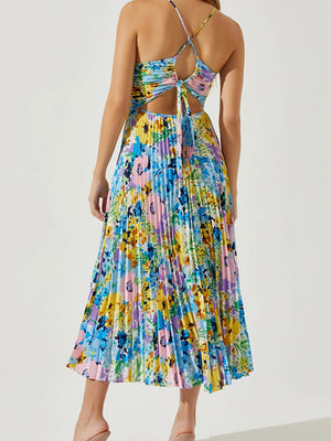 V-neck Camisoles Backless Graffiti Maxi Dresses