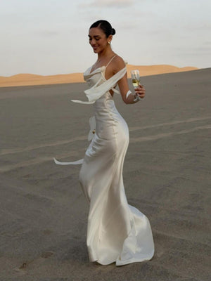 Sexy Suspenders Backless Formal Dress Long Dress