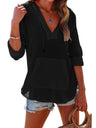 Long-sleeved V-neck Pocket Hoodie