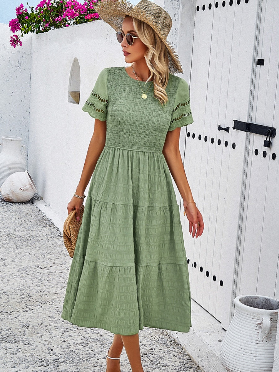 Hollow-out Lace Sleeves, Long Hollow-out Dress