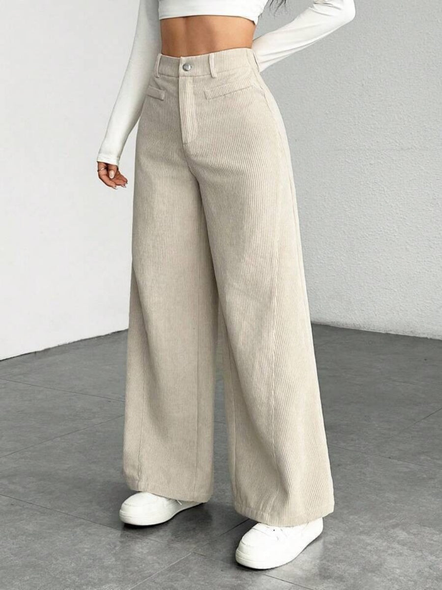 High Waist Loose Slimming Solid Color Wide Leg Pants