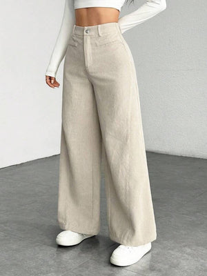High Waist Loose Slimming Solid Color Wide Leg Pants