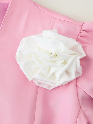 Waist 3D Flowers Short Sleeve Suit Jacket Commuting Shirts