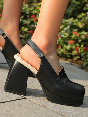 Platform Chunky Heels With Open Back