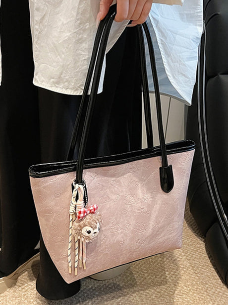 Embossed Color-blocked Large Capacity Tote Bag