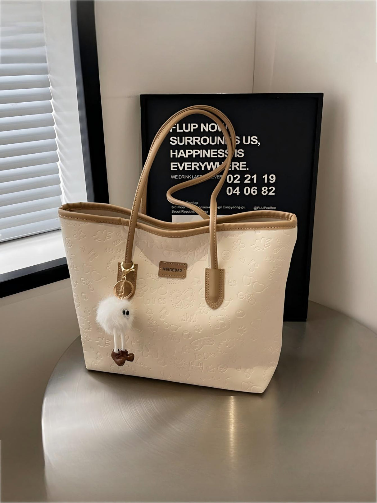 Embossed Color-block Tote Bag