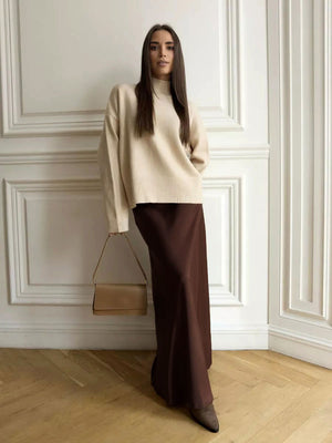 Fishtail Satin Long High-Waisted Bodycon Floor-Length Fishtail Skirt