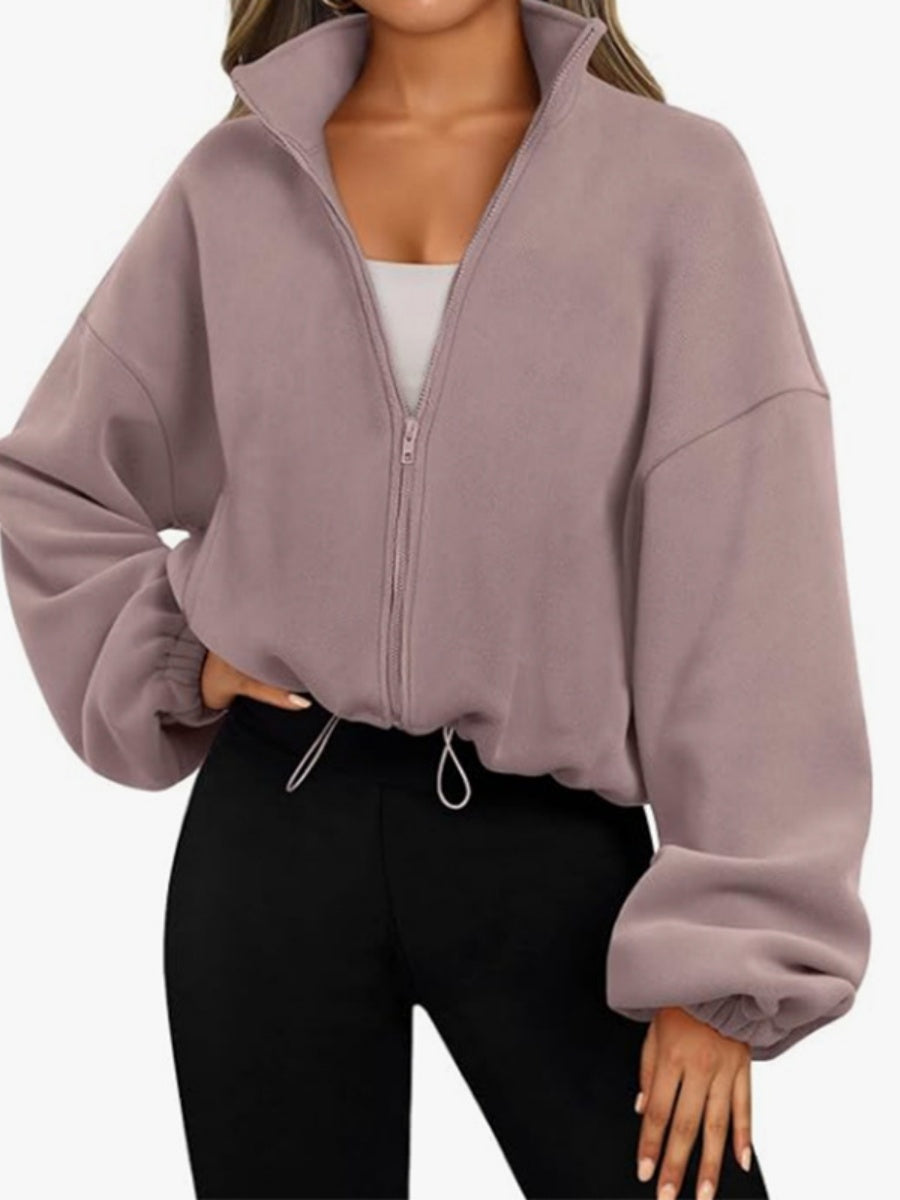 Liber Autumn Women's Zipper Solid Color Sweatshirts&Hoodies