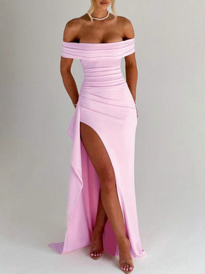 Liber Summer Women's Backless Solid Color Maxi Dresses