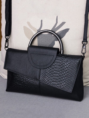 Snake-print Color-block Clutch/crossbody Bag