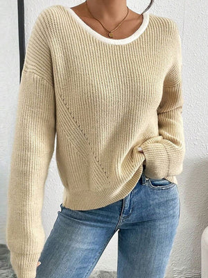 Bow Contrasting colors Backless Sweaters