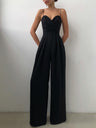 Minimalist Jumpsuit With Suspenders, Cinched Waist, Straight Leg, And Floor-length
