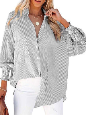 Loose-fit Long Sleeve Stripes Stripes Shirts