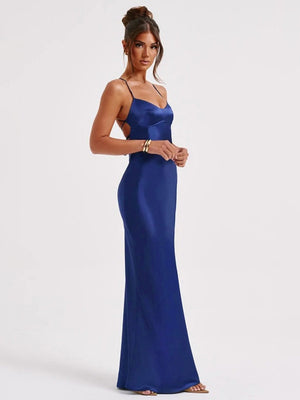 Back-Less Tie-Up Thin Strap Maxi Dress